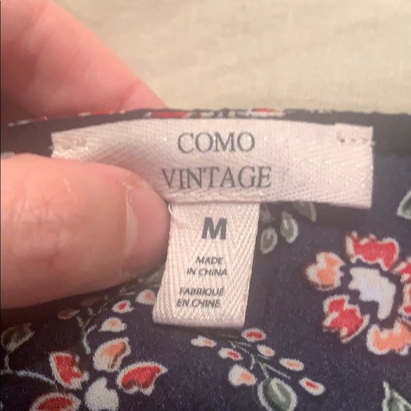 Navy Floral Como Vintage Tie-Front Top - Picture 6 of 7